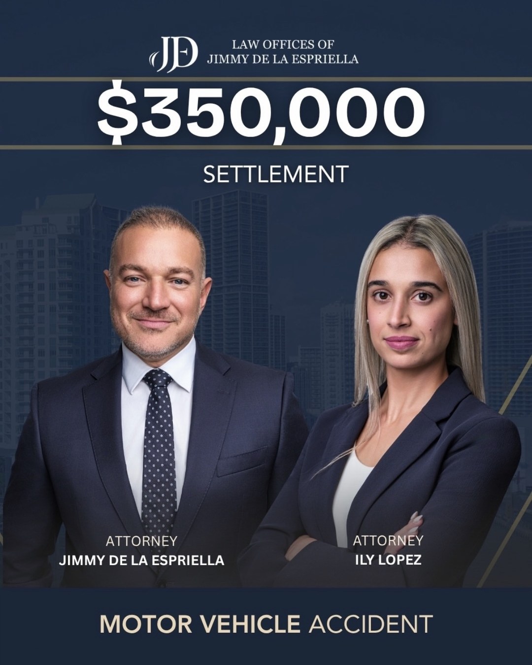 Gráfico de Lopez Law sobre un acuerdo por choque trasero en Florida