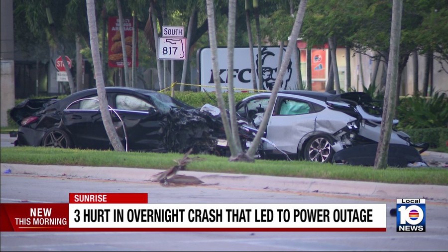 Local 10 still of the crash at University Drive and NW 25th Court in Sunrise